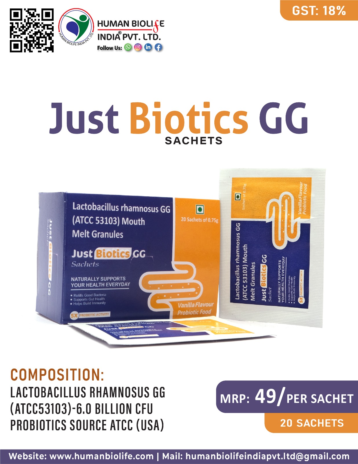 JUSTBIOTICS GG SACHET